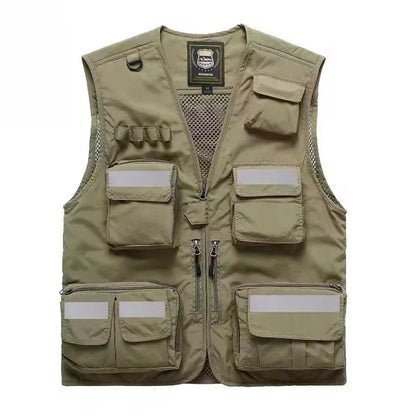 S-7XL Multi Pocket Work Vest for Men Women Volunteer Working Uniforms Logo Printing Fishing Photography Workwear Vest