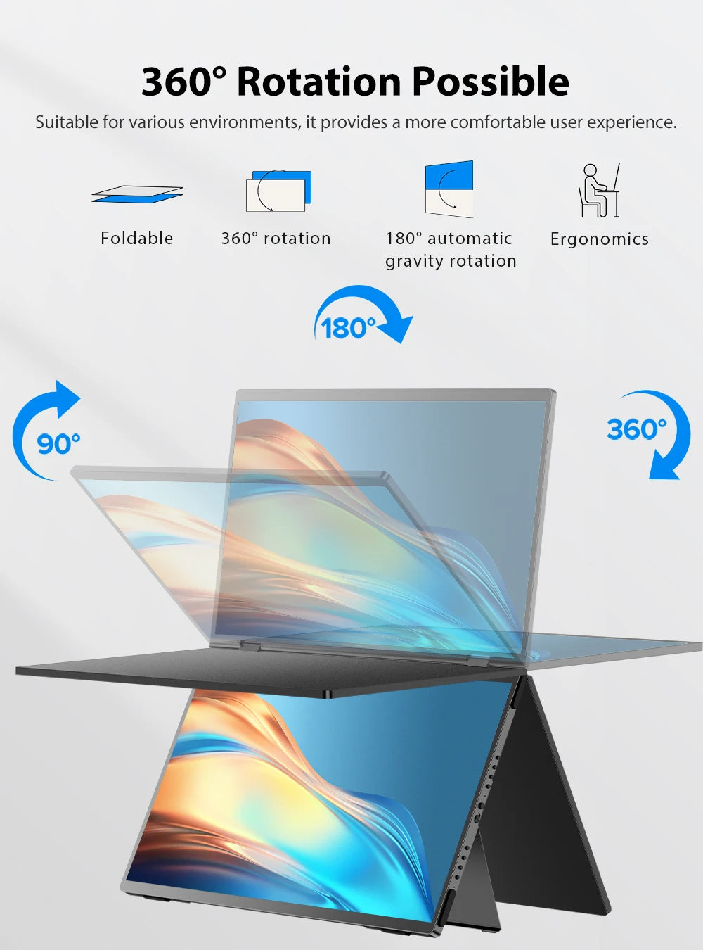 UPERFECT Delta 15.6" Dual Portable Monitor for Laptop Screen Extender 1080P HDR Folding Stacked Triple Travel Computer Display