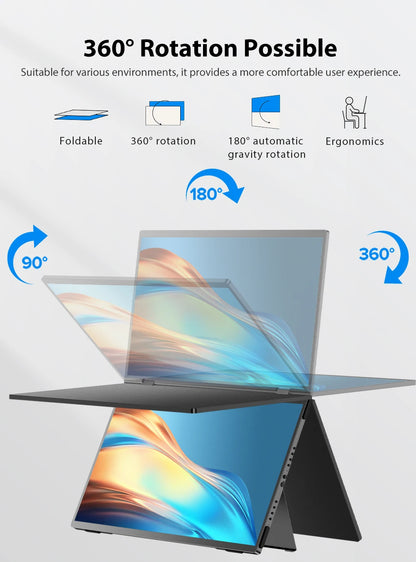 UPERFECT Delta 15.6" Dual Portable Monitor for Laptop Screen Extender 1080P HDR Folding Stacked Triple Travel Computer Display