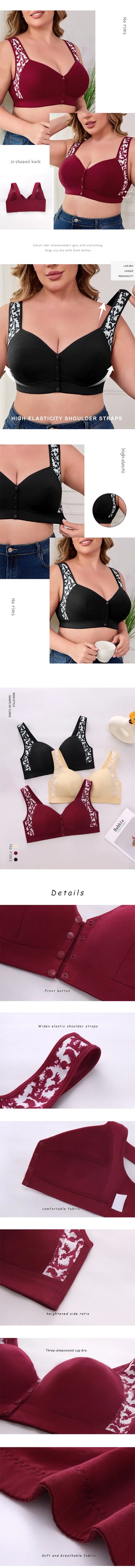 Plus Size Front Closure Wireless Comfort Bra - Seamless Full Coverage Easy on off Supportive E Cup Women's Bra 1XL-7XL