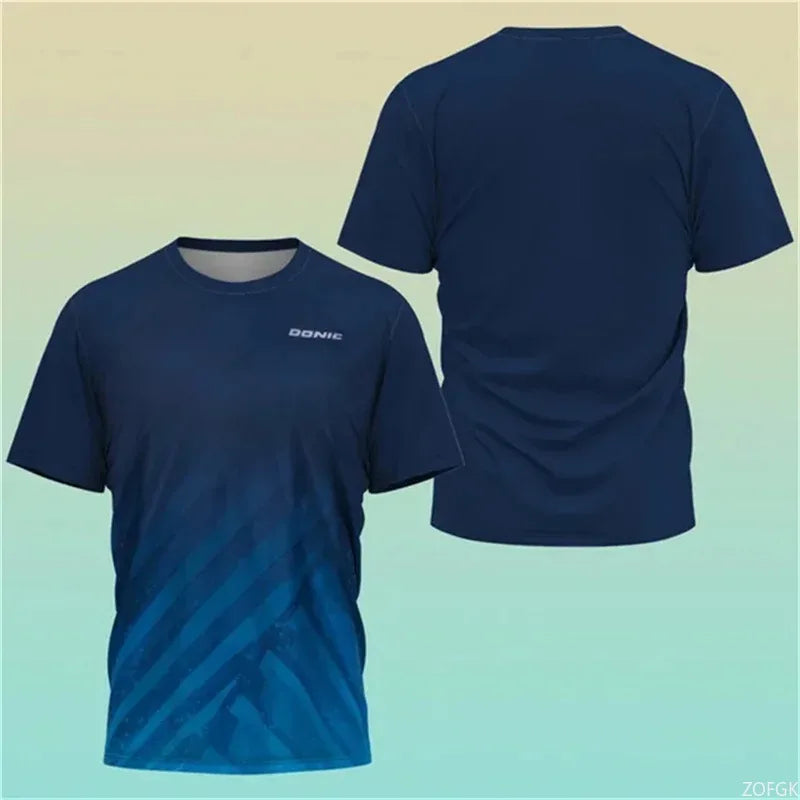 New Hot 3D Printing Boutique Table Tennis Shirt Training T-shirt Sweat Absorption Comfortable Top Badminton Sport Round Neck O N