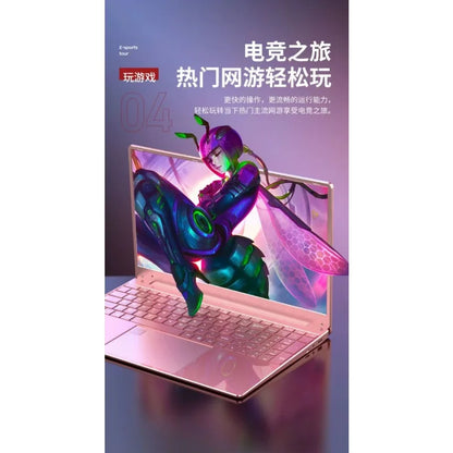 Ultratunn Gaming Laptop 15,6" 4K – Aluminiumlegering Intel N95 12/16/32GB RAM 128GB–1TB SSD Windows 11, Svart/Silver/Rosa