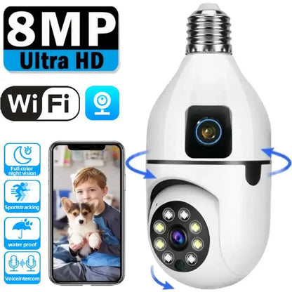8MP WiFi IP Camera E27 Bulb Cam Wireless Baby Monitor Pet Cameras 5MP SmartLife Indoor AI Tracking Security Video Surveillance