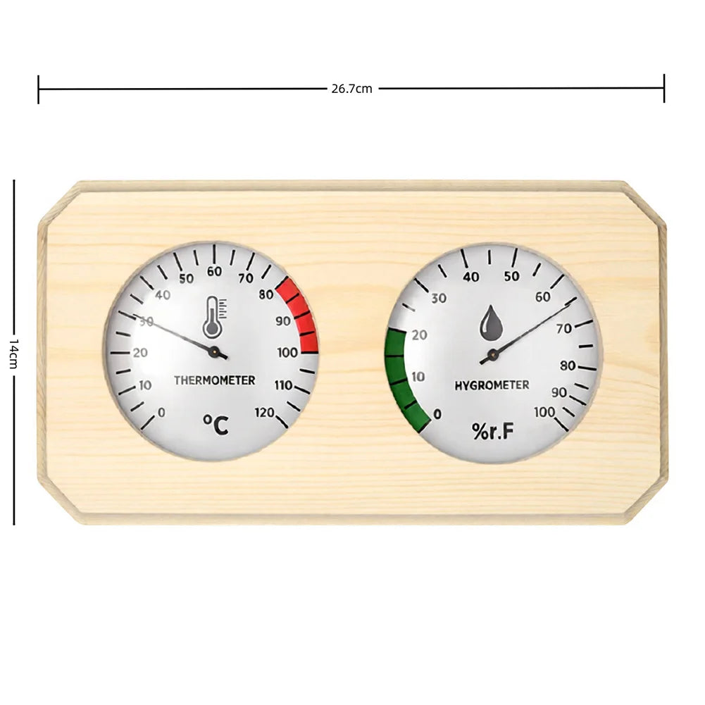 Bastutermometer & Hygrometer i Trä – Digital, ±1°C Noggrannhet, 26,7×14 cm