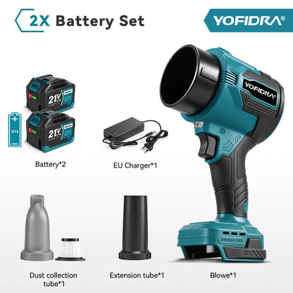 Yofidra 2-i-1 Borstlös Elektrisk Turbofläkt Jet Fläkt Lövblås