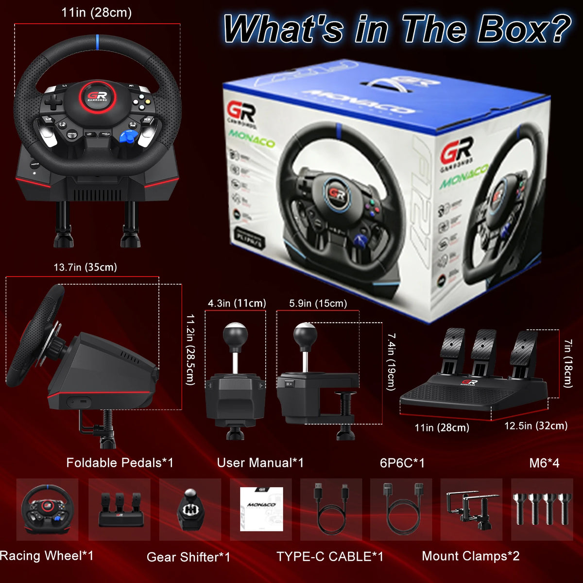 Game Steering Wheel For PS5/PS4/PC Leather 28mm Adjustable 270°-900°Wheels RGB Hall Effect Macro Linear 3Pedals Racing Simulator