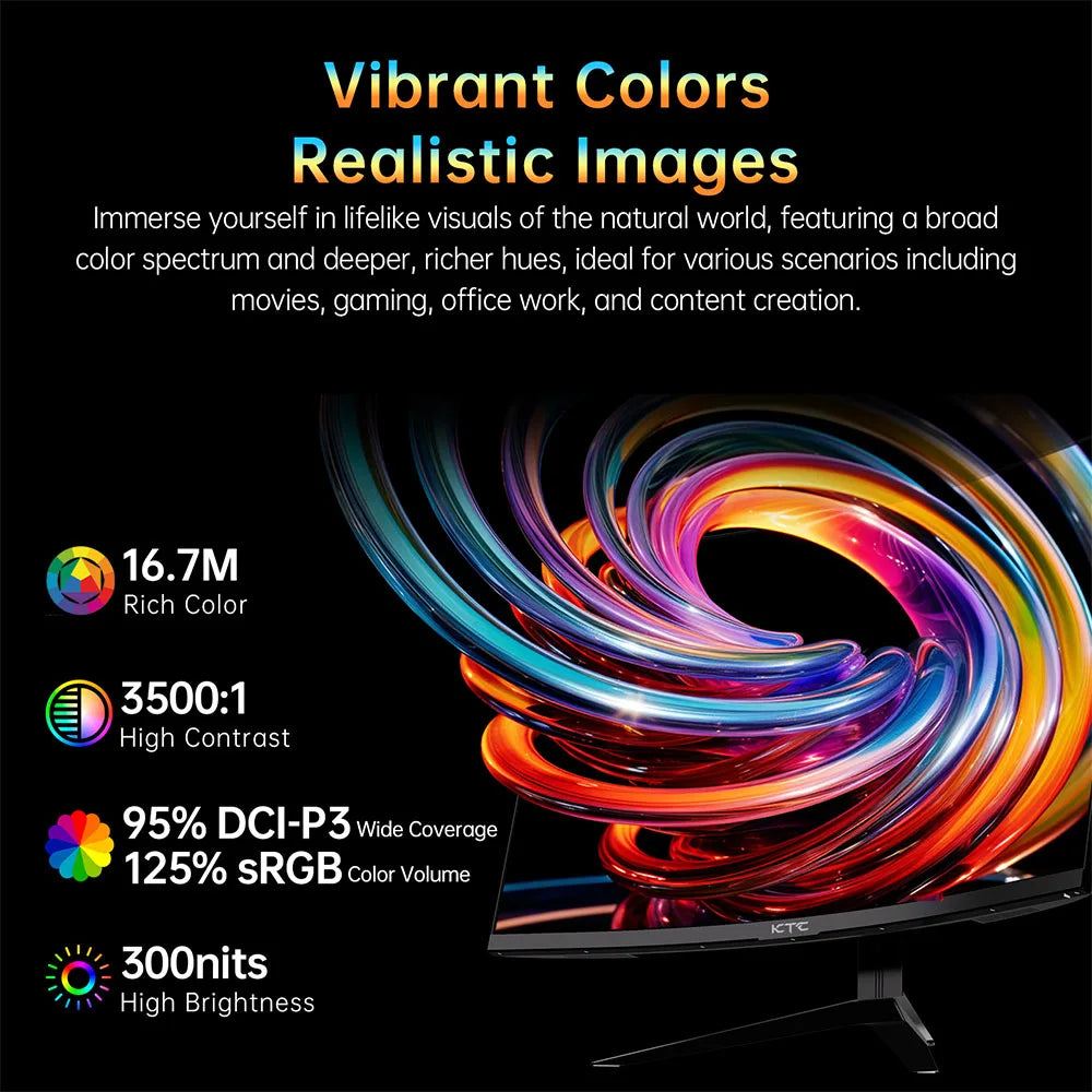 KTC H32S17 Kurvig Gaming Monitor 32" – HVA 1500R 2K QHD 180Hz 1ms HDR10 FreeSync G-Sync 99% sRGB VESA EU-lager