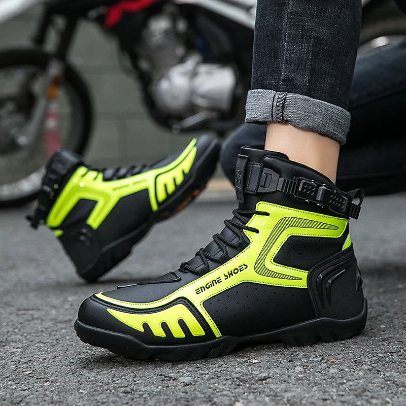 Men Leather Motos Breathable Anti Slip Wear-resistant Riders Boots Motorbike Racing Ankle Length Shoes 2026 New Motorcycle Boots