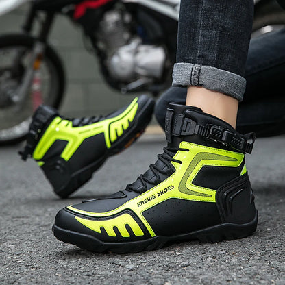 Men Leather Motos Breathable Anti Slip Wear-resistant Riders Boots Motorbike Racing Ankle Length Shoes 2026 New Motorcycle Boots