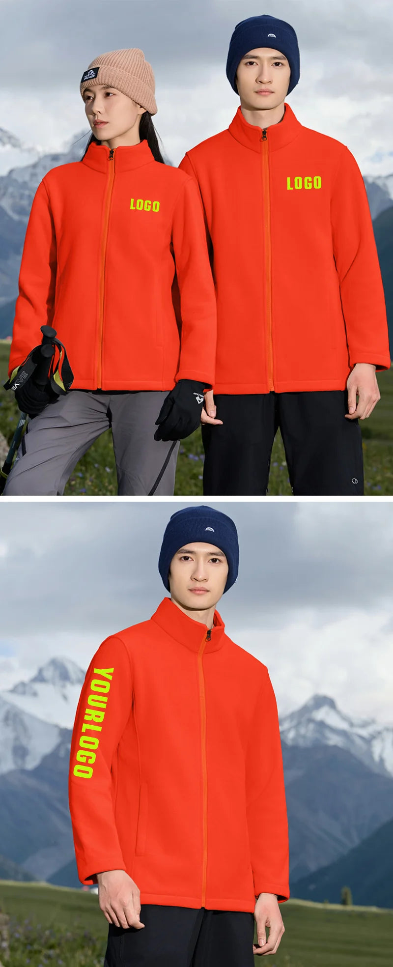 Custom Men Women's Fleece Thermal Hiking Jacket Outdoor Sports Climbing Trekking Camping Windbreaker Warm Coat For Men ﻿