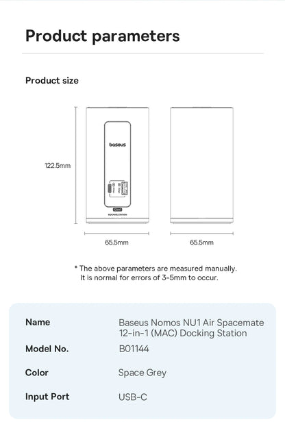 Baseus 11/12-i-1 USB-C-docka med flera skärmutgångar och PD