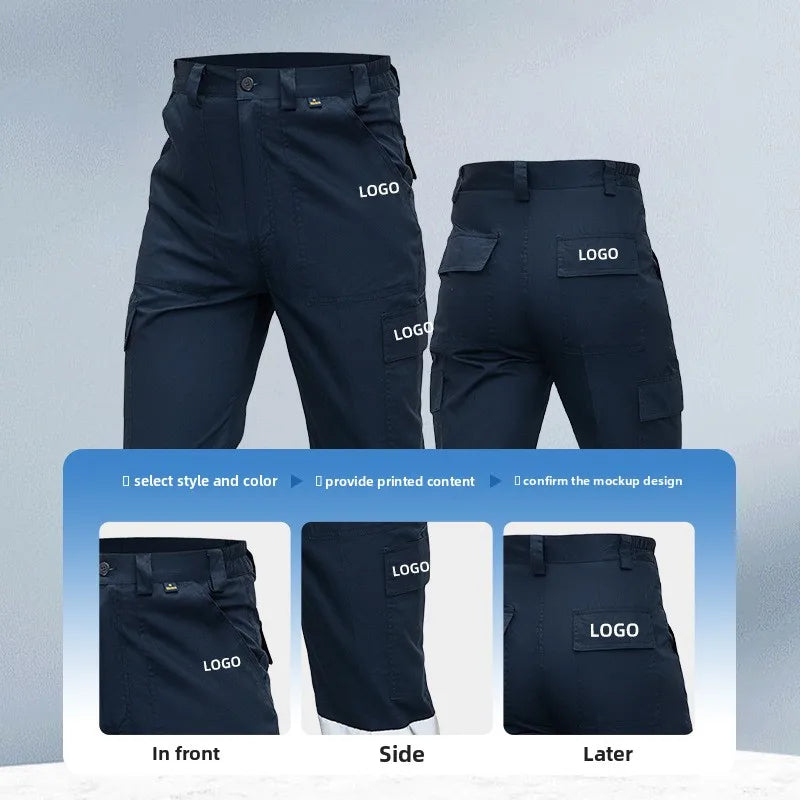 Men's Work Pants for Electricians, Auto Repair, Reflective Strips, Construction Site Trousers, Loose Labor Protection Pants Over