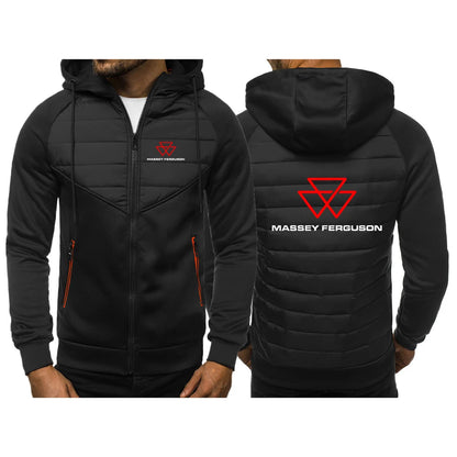 Hoodie-jacka Herr – Slim Patchwork Tryckt Streetwear Vår/Höst, S–4XL