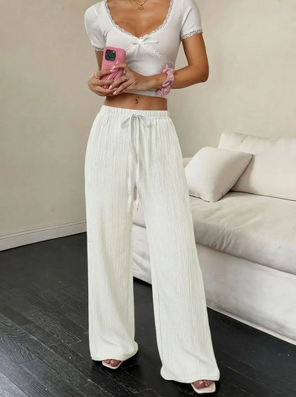 Dam Vida Byxor Hög Midja – Elegant Casual Enfargad Snördetalj Fickor Vår/Höst, 4 Färger S–XXL