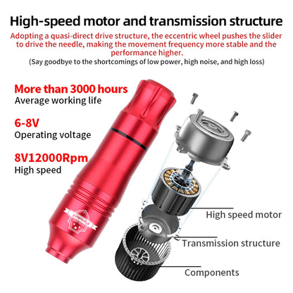 New Complete Wireless Tattoo Kit Tattoo Pen with 1500mAh LED Cordless Tattoo Power Supply And for Professiona Tattoo Artist