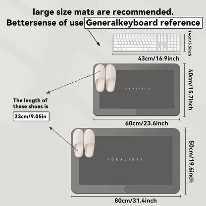 Diatomaceous Earth Bath Mat Ultra Absorbent Non Skid Rapid Drying Soft Floor Mat for Bathroom Shower Laundry Bedroom Kitchen RV