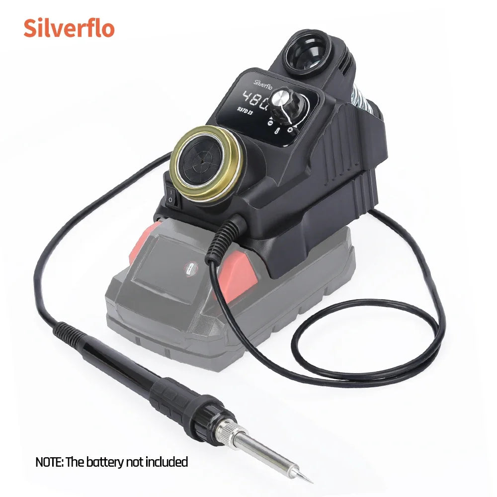 Silverflo 937DI Trådlös Löddstation – Portabel, 200–480°C, Kompatibel med DeWalt/Milwaukee/Makita 18–20V Batteri