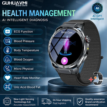 2026 New AI Health Care Accurate Detection ECG Smart Watch Blood Pressure lipids Uric Acid Analysis Bluetooth Call Smart Watches