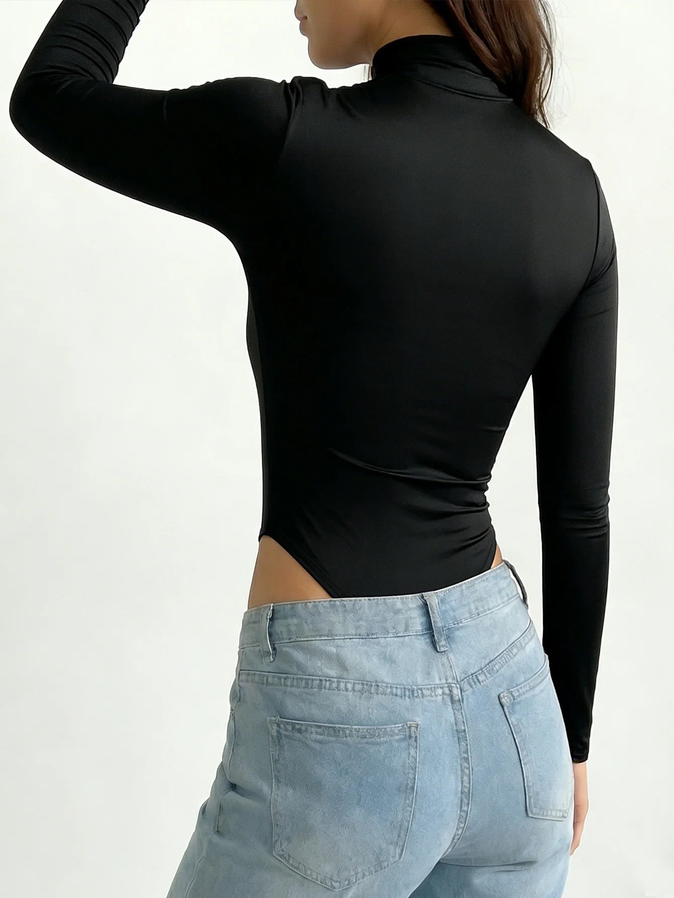Women's long-sleeved plus-size one-piece dress - fashionable basic style tight-fitting garment - dance outfit one-piece pants