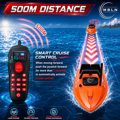 MBLN GPS RC Baitbåt – 500m Räckvidd, 1,5kg Hink, GPS-navigering & Autohåll