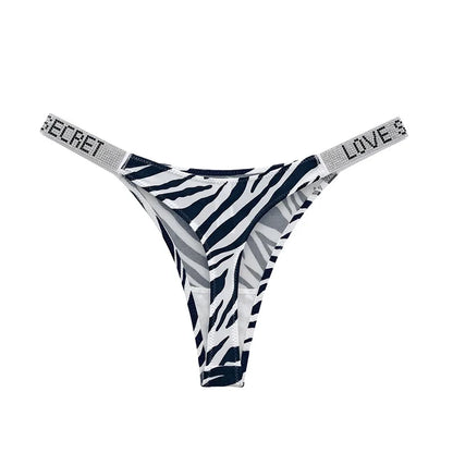 Lågskurna sexiga trosor med strass och bokstäver G-string sporttstring S-XL