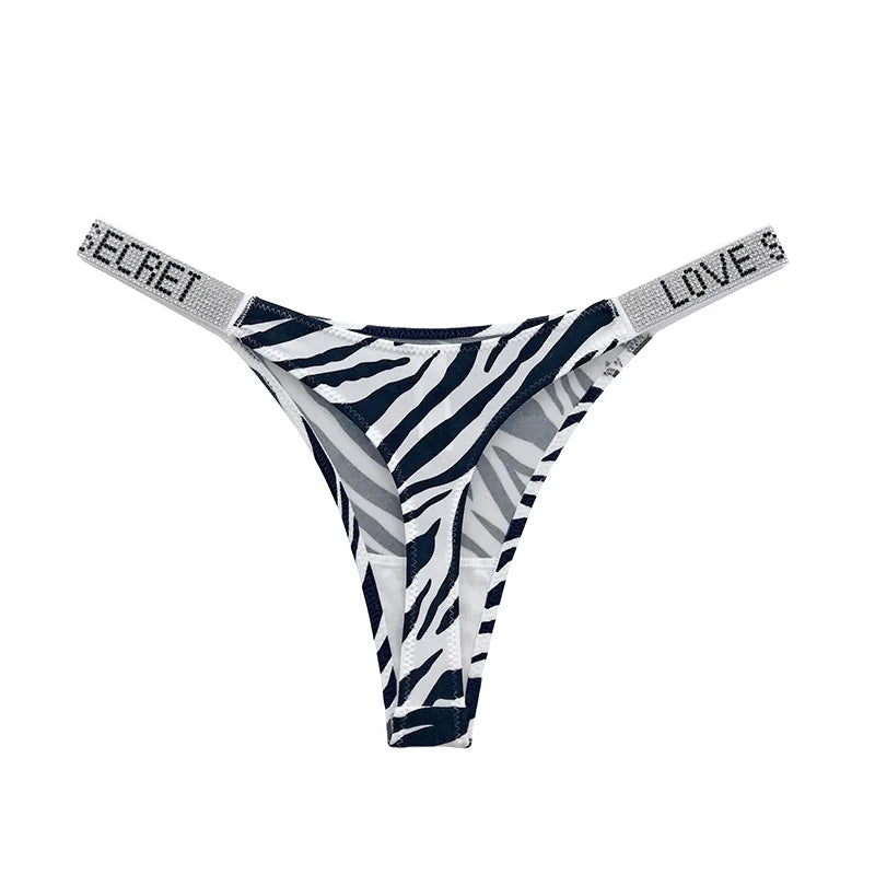 Lågskurna sexiga trosor med strass och bokstäver G-string sporttstring S-XL