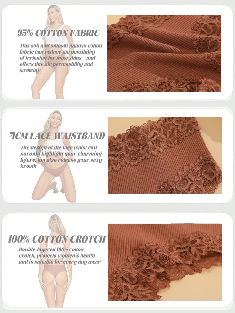 7PCS/Set Women Sexy Lace Panties Cotton Seamless Brazilian Panties Female Sexy Low Rise Soft Underwear G-String Lingerie S-XL
