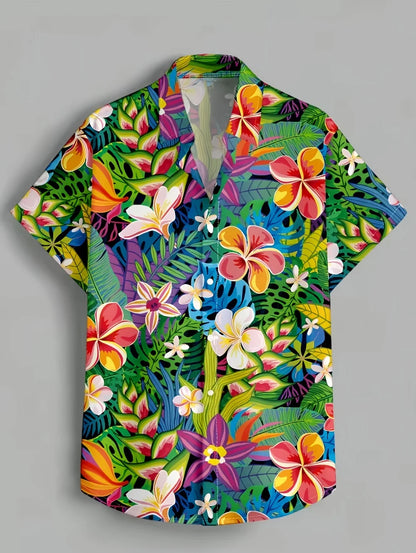New Men's 3D Printed Hawaiian Shirt Loose Short-Sleeved Family Wear Parents and Children Shirts Beach Vacation Kids's Clothing
