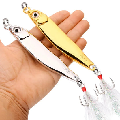 Fishing Lure 10G 15G 20G 40G 60G Spoon Metal Lures Spinnerbait Minnow Sinking Sea Spinner Bait Jig Winter Bass Baits Pesca Hot