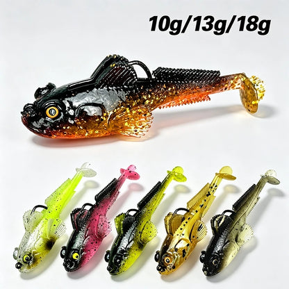 10g 13g 18g Goby Soft Lure T-tail Swim Bait Fishing Accessories Jump Fish Fishing Lures Pre Weighted Soft Lure
