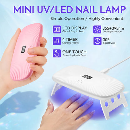2-in-1 Handheld & Desktop UV Nail Lamp: Dual-Wavelength Fast Curing with 4-Timer Settings & Portable Design