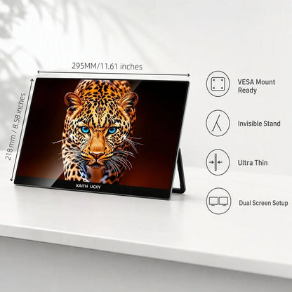 13.3 Inch 2K QHD Portable Monitor, 400 Nits, 100% SRGB, 16:10 Aspect Ratio, Built-in Speakers, VESA Mountable, Integrated Hidden