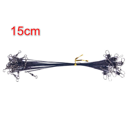 Anti Bite Steel Fishing Line Steel Wire Leader With Swivel Fishing Accessory Lead Core Leash Fishing Wire 15cm 20cm 25cm 30cm