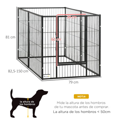 Pawhut Dog Playpen with 6 Panels Adjustable Metal Pet Fence with Steel Frame 82.5-150X79X81 cm Black