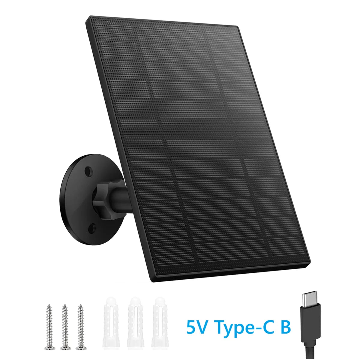 10W 5V Solar Battery Charger For Security Camera Portable Solar Power Panel With Micro USB Type-C Output Solar Panel Charger Kit