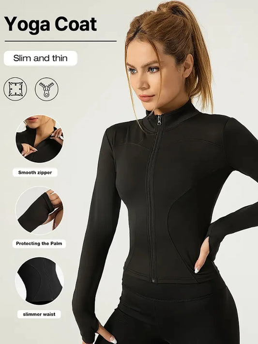 Dam Träningsjacka 2026 – Tight Snabbtorkande Långärmad Sport Pilates Jacka S–XL