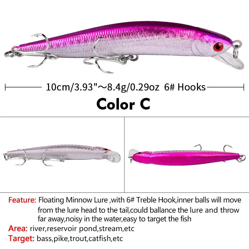 Floating Fishing Lure 8.4G 10CM Urgent Fishing Minnow Crank Lure Swinger Fishing Lure Set Processing Artificial Lure Kit