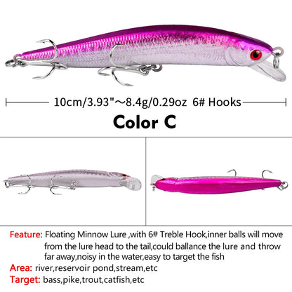 Floating Fishing Lure 8.4G 10CM Urgent Fishing Minnow Crank Lure Swinger Fishing Lure Set Processing Artificial Lure Kit