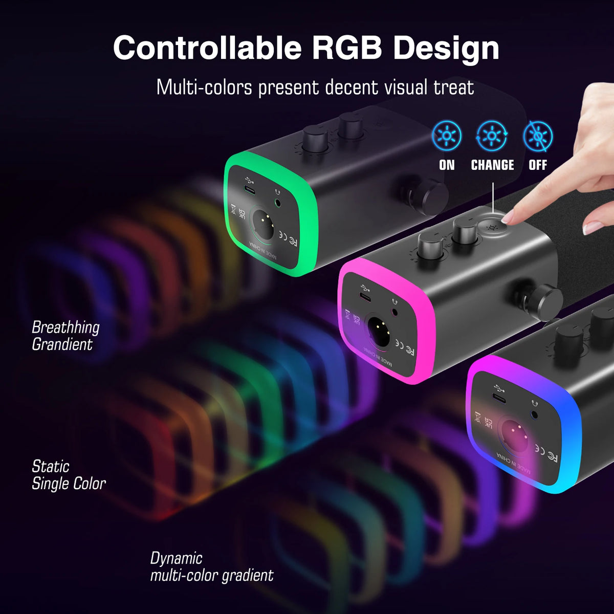 FIFINE AM8 USB/XLR-streamingmikrofon – dynamisk, RGB och hörlursutgång