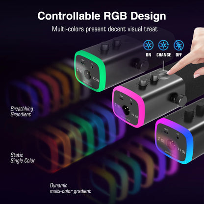 FIFINE AM8 USB/XLR-streamingmikrofon – dynamisk, RGB och hörlursutgång