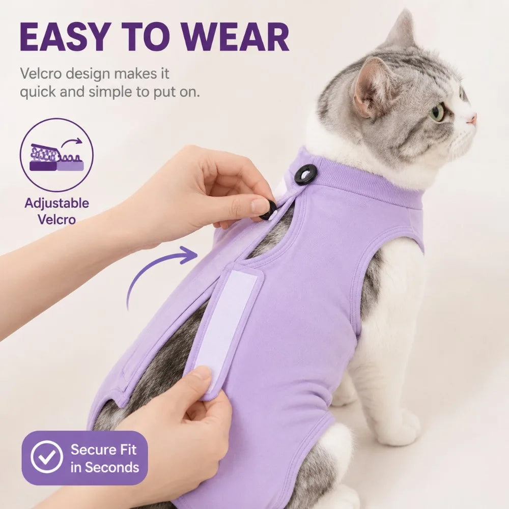 Soft Cat Recovery Vest Anti Licking Kitten Surgery Suit Pet Sterilization Jumpsuit Comfortable Weaning Clothes for Daily Care
