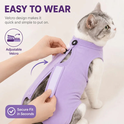 Soft Cat Recovery Vest Anti Licking Kitten Surgery Suit Pet Sterilization Jumpsuit Comfortable Weaning Clothes for Daily Care
