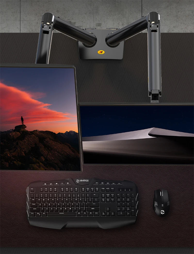 NB G55 Mechanical Spring Arm 27-34 Inch Dual Arc Screen Desktop Monitor Holder 5-16kgs Ultra Wide Monitor Mount with USB Port