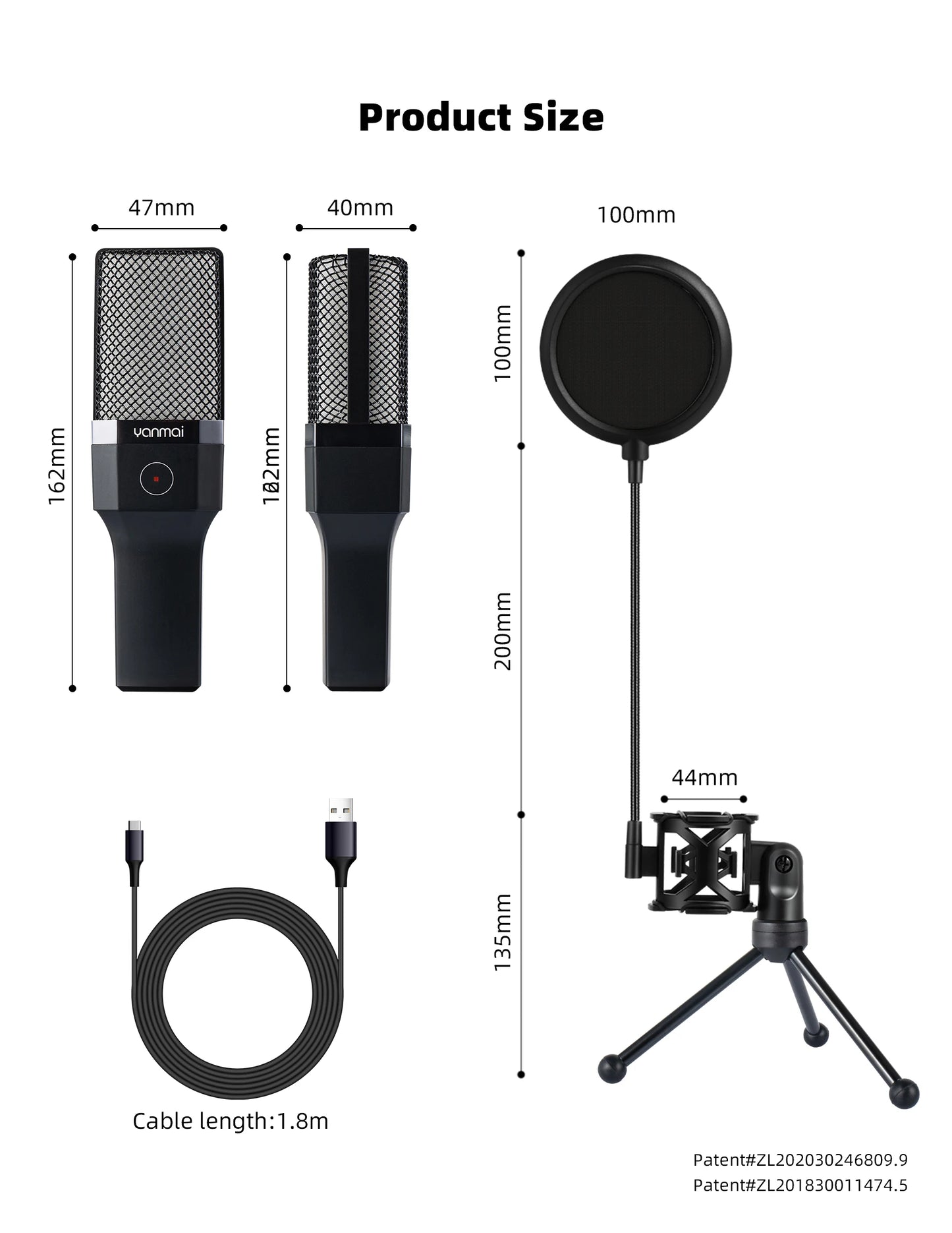 Gaming Computer Professional Condenser Microphone Mic PC Laptop USB Wired Live Streaming Podcast Studio Mike Kit Gamer Karaoke