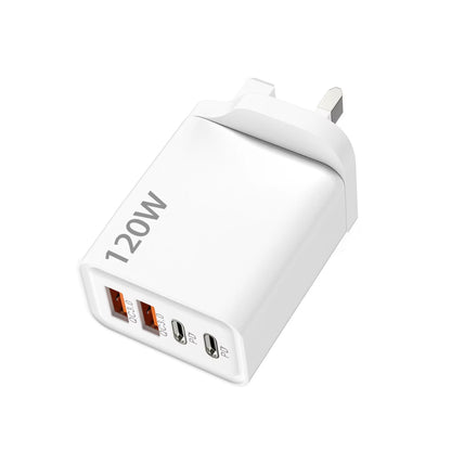 4-port USB-laddare med PD/QC3.0 – EU, US, UK och kabelvarianter