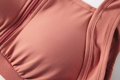 Zipper Front Closure Sports Bra Fitness Crop Tops with Built in Bra Gym Yoga Workout Padded Tank Top Athletic Vest Plus Size