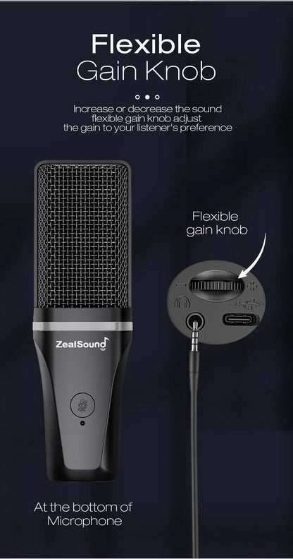 Zealsound RGB USB Kondensatormikrofon för Spel och Streaming