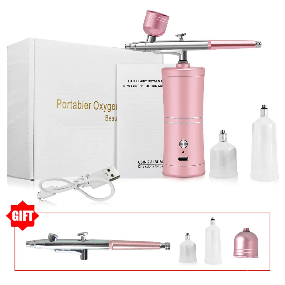 Trådlös Airbrush med Kompressor – 0,3mm Dubbel-action, Laddningsbar, för Konst, Naglar & Modeller