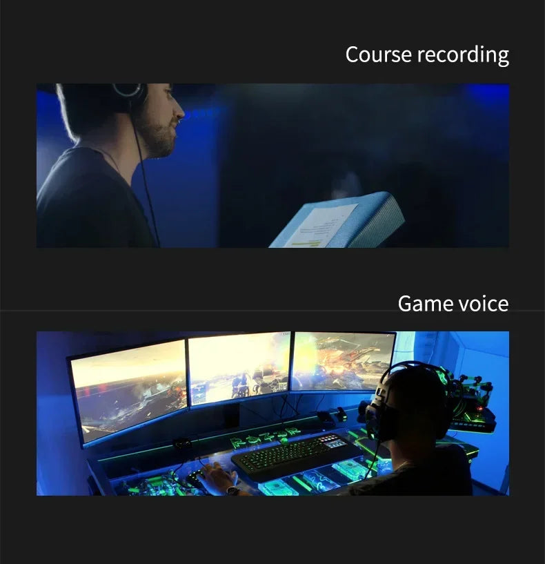 RGB Condenser Microphone with Breathing Light Desktop Mic Stand for Laptop PC Live Streaming Video Conference Online Game