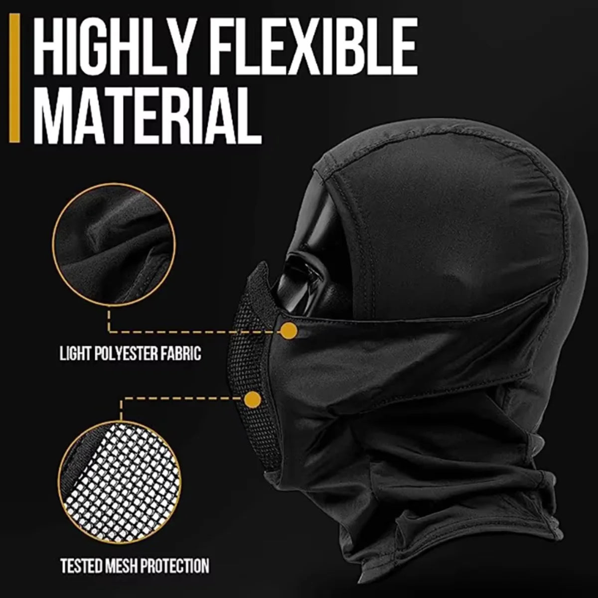 Taktisk balaclava halvmask med andningsbart nät